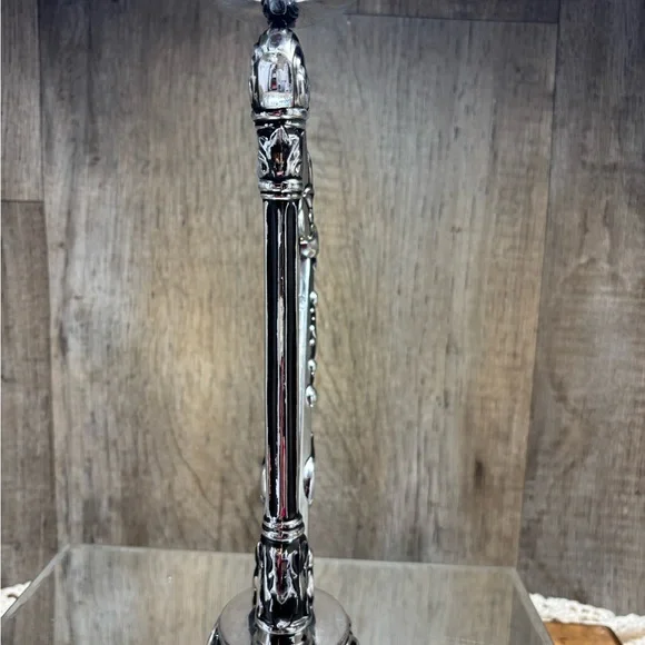 Vintage Beautiful Gothic Harp Candle Holder Silver Plate 11.5” - Picture 9 of 16